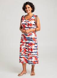 Robe mi-longue sans manche sans manche bleu SAINT CHARLES femme