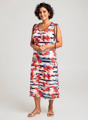 Robe mi-longue sans manche sans manche bleu SAINT CHARLES femme