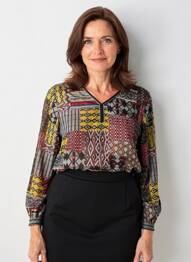 Blouse manches longues manches longues noir GEVANA femme