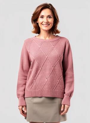 Pull coupe droite manches longues rose ANDAM femme