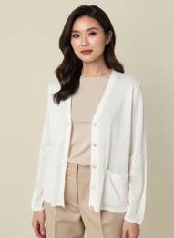 Gilet manches longues coupe cintrée blanc SAINT CHARLES femme