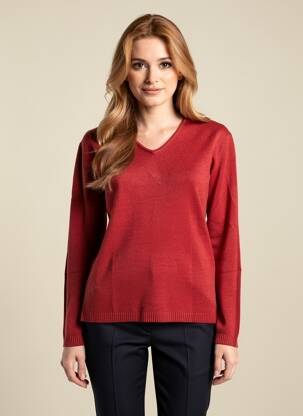 Pull coupe cintrée manches longues marron COULEURS DU TEMPS femme
