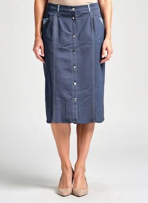 Jupe mi-longue taille normale bleu GUY DUBOUIS femme