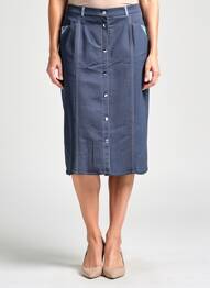 Jupe mi-longue taille normale bleu GUY DUBOUIS femme