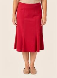 Jupe mi-longue stretch rouge GEVANA femme