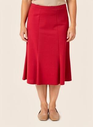 Jupe mi-longue stretch rouge GEVANA femme