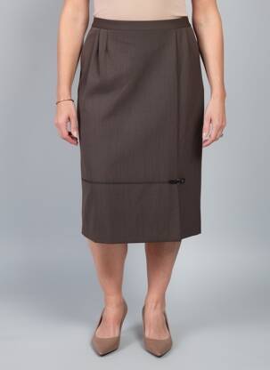 Jupe mi-longue taille normale marron GEVANA femme