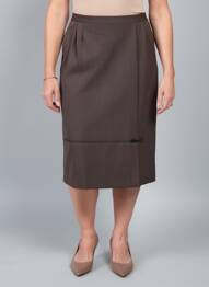 Jupe mi-longue doublure textile marron GEVANA femme