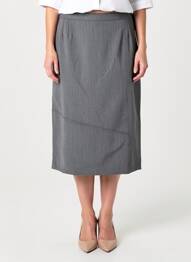 Jupe mi-longue doublure textile gris GEVANA femme