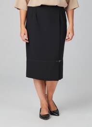 Jupe mi-longue doublure textile noir GEVANA femme
