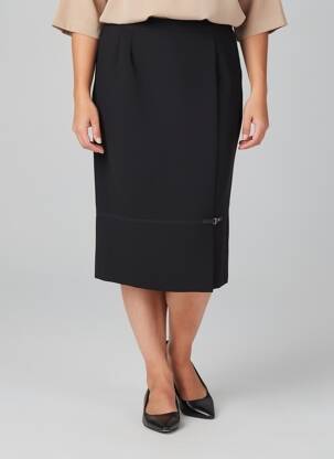 Jupe mi-longue doublure textile noir GEVANA femme
