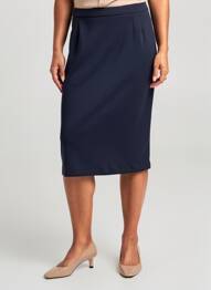 Jupe mi-longue stretch bleu GEVANA femme