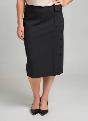 Jupe mi-longue stretch noir PAUSE CAFE femme