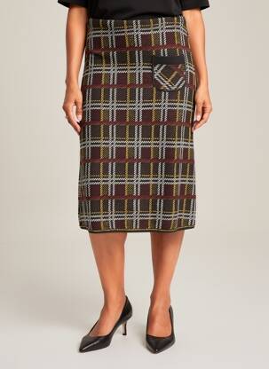 Jupe mi-longue stretch noir SAINT CHARLES femme