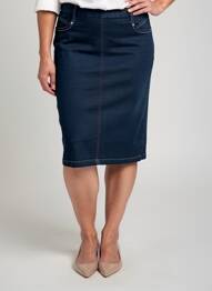 Jupe mi-longue stretch bleu CHRISTINE LAURE femme