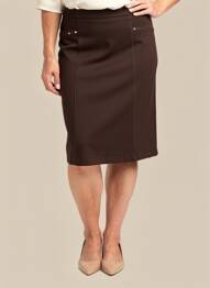 Jupe mi-longue stretch marron CHRISTINE LAURE femme