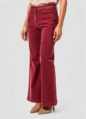 Pantalon flare stretch taille haute rouge C'EST BEAU LA VIE femme