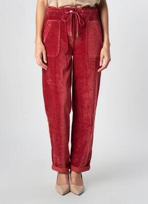 Pantalon droit stretch taille haute rouge C'EST BEAU LA VIE femme