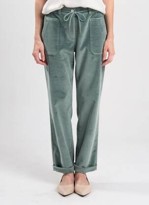Pantalon droit stretch taille haute vert C'EST BEAU LA VIE femme