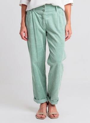 Pantalon droit stretch taille haute vert C'EST BEAU LA VIE femme