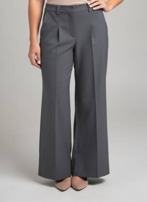 Pantalon flare fermeture zippée sous rabat avec crochet taille haute gris JULIE GUERLANDE femme