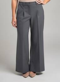 Pantalon flare fermeture zippée sous rabat avec crochet taille haute gris JULIE GUERLANDE femme