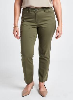 Pantalon slim tissage popeline taille normale vert JULIE GUERLANDE femme