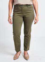 Pantalon slim tissage popeline taille normale vert JULIE GUERLANDE femme