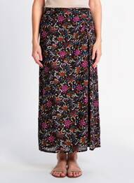 Jupe longue tissage crêpe noir C'EST BEAU LA VIE femme