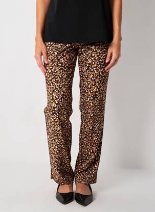 Pantalon droit tissage crêpe taille normale orange C'EST BEAU LA VIE femme