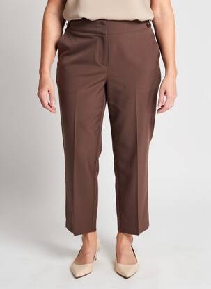 Pantalon 7/8 taille élastique taille normale marron JULIE GUERLANDE femme
