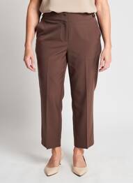Pantalon 7/8 taille élastique taille normale marron JULIE GUERLANDE femme