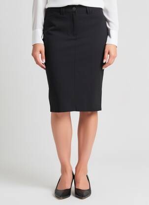 Jupe mi-longue coupe droite noir JULIE GUERLANDE femme