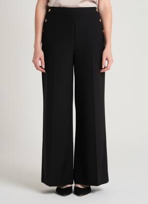 Pantalon large fermeture zip latéral taille normale noir VILA femme