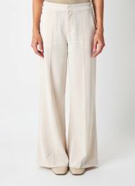 Pantalon large fermeture zippée sous rabat avec crochet taille normale beige VILA femme