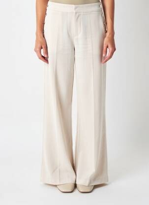 Pantalon large fermeture zippée sous rabat avec crochet taille normale beige VILA femme