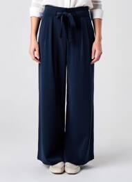 Pantalon large tissage popeline taille normale bleu VILA femme