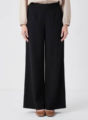 Pantalon large fermeture zip latéral taille normale noir VILA femme
