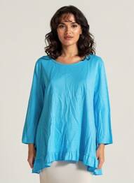 Tunique manches longues col rond bleu MALOKA femme