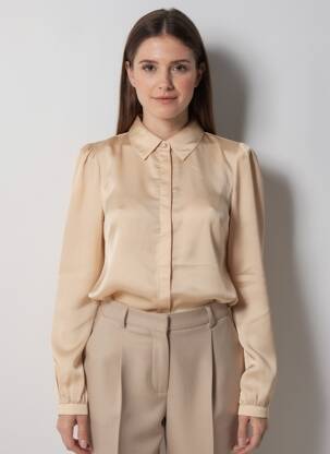 Chemisier coupe fluide manches longues beige VILA femme