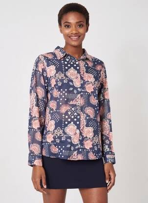 Chemisier imprimé fleurs manches longues bleu LOLA ESPELETA femme