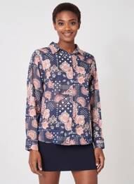 Chemisier imprimé fleurs manches longues bleu LOLA ESPELETA femme