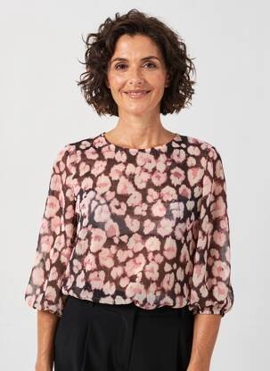 Blouse légère et transparente manches 3/4 rose JULIE GUERLANDE femme