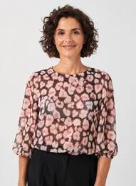 Blouse légère et transparente manches 3/4 rose JULIE GUERLANDE femme