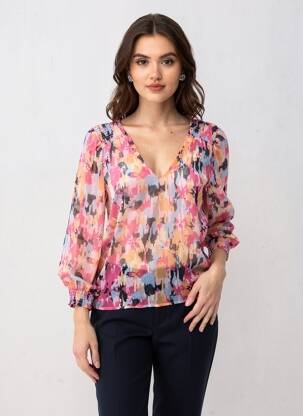 Blouse légère et transparente manches longues rose VILA femme