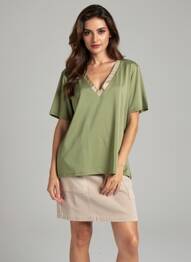 T-shirt coupe droite manches courtes vert VILA femme