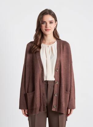 Gilet manches longues stretch marron VILA femme