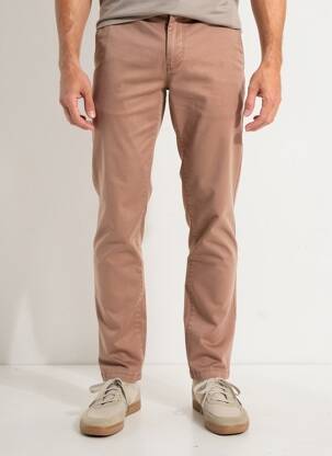 Pantalon chino tissage popeline taille normale marron CAMBRIDGE homme