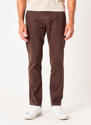 Pantalon chino tissage popeline taille normale marron CAMBRIDGE homme