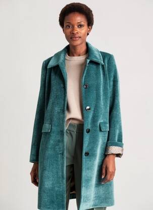 Manteau long coupe droite sans capuche vert SURKANA femme
